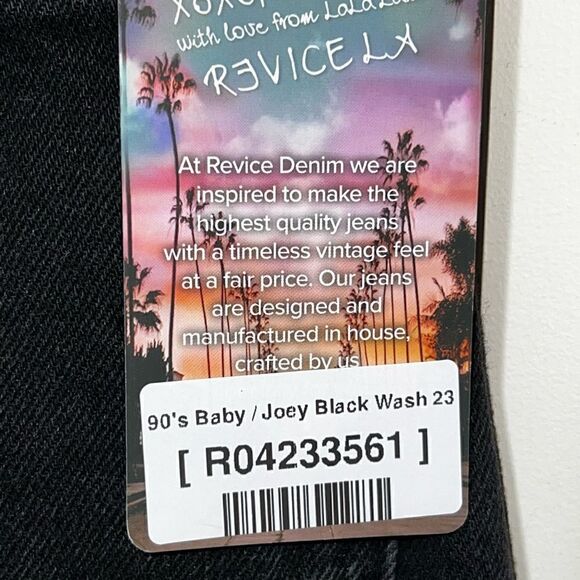 NWT REVICE LA Crossover 90’s Baby Joey Black Wash Jeans Sz Womens 23 - Picture 6 of 9